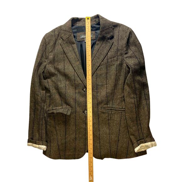 Eddie Bauer Women's Wool Blazer Herringbone Pinstripe Brown 16 - Picture 3 of 7